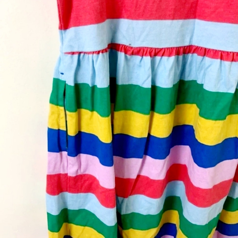 Mini Boden Rainbow stripe jersey pocket dress - Picture 6 of 6